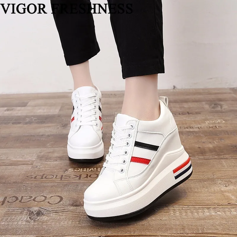 

VIGOR FRESHNESS Shoes Woman Pumps Platform White Sneakers Women Shoes Wedges Heels Spike Vulcanized Shoes Elevator Autumn WY39