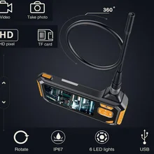 1080P HD 8 мм промышленный эндоскоп 4,3 дюймов Авто Ремонт камера для обследования эндоскоп литиевая батарея змея жесткая камера