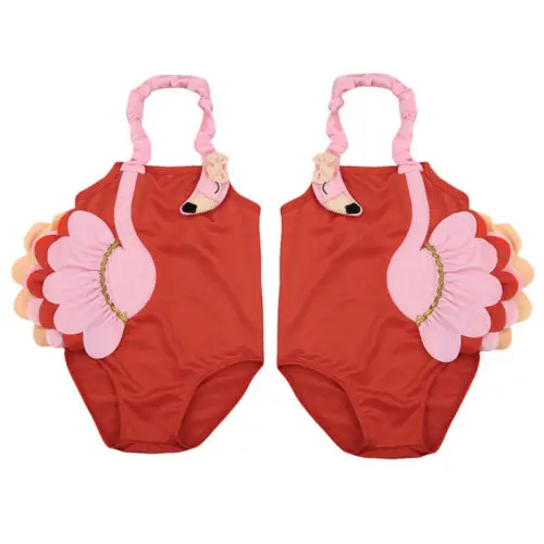 

Toddler Kids Baby Girls Bikini 2019 Cute 3D Flamingo Swimming Cosutme Bikinis Swimsuit Swimwear Orange