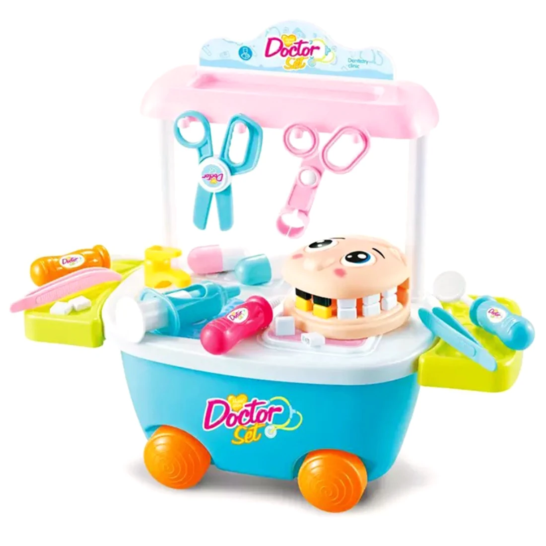 

13Pcs Children Role Play Pretend Play Doctor Toy Set Dentist Trolley Playset Hospital Developing Children'S Toys Educational Toy
