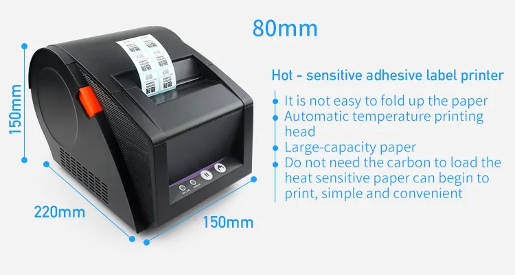 С профессиональным программным обеспечением штрих-кода 3 дюймов термопринтер штрих-кода Принтер этикеток нет необходимости чернила 20 мм до 80 мм