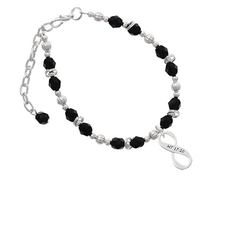 Matthew 17:20 Infinity Sign Black Beaded Bracelet |