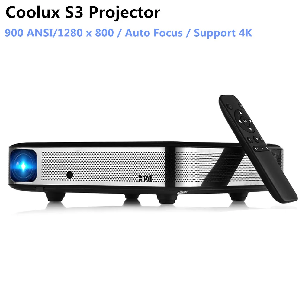Coolux S3 DLP Projector 900 ANSI Auto Focus 4K Home Theater Cortex-A53 1500:1 1280 x 800 Smart Android Projector For Home Office