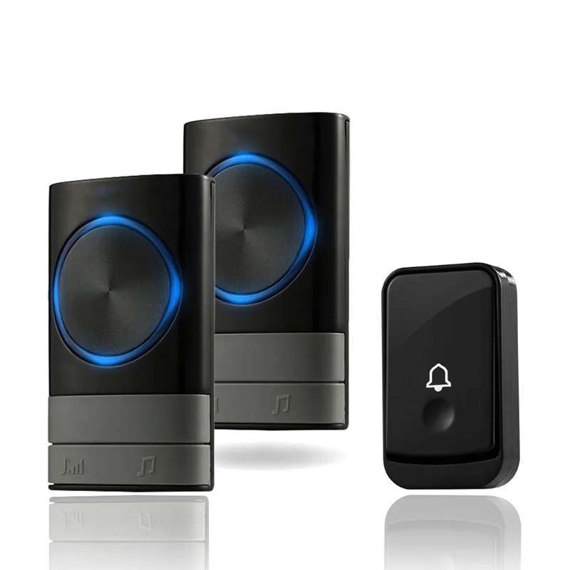 

1 Button 2 Receiver Wireless Home Doorbell Waterproof Remote US Plug Smart Home Chime Music Door Bell