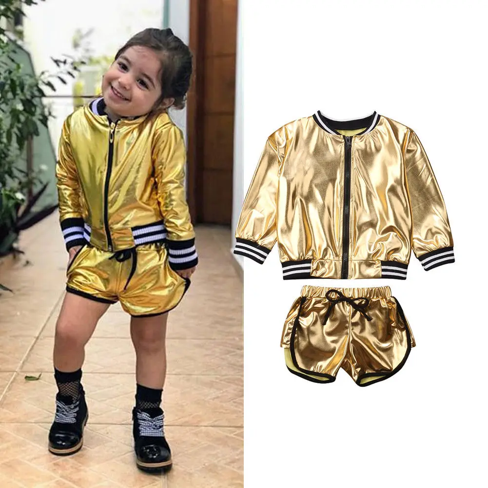 

Fashion Cool Newborn Kids Baby Girls Bling Bling Long Sleeve Tops Jacket+Pants Outfits Clothes Set