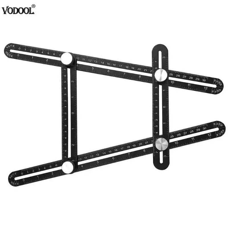 

Multi Angle Measuring Ruler Black Aluminum Alloy Four-Sided Ruler With Metal Screws Woodworking Gauges Tool Template Measure
