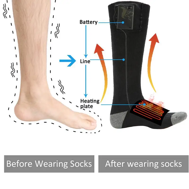 Теплые хлопковые носки с подогревом спортивные лыжные носки зимние гетры для ног электрические согревающие носки съемные и моющиеся для мужчин и женщин