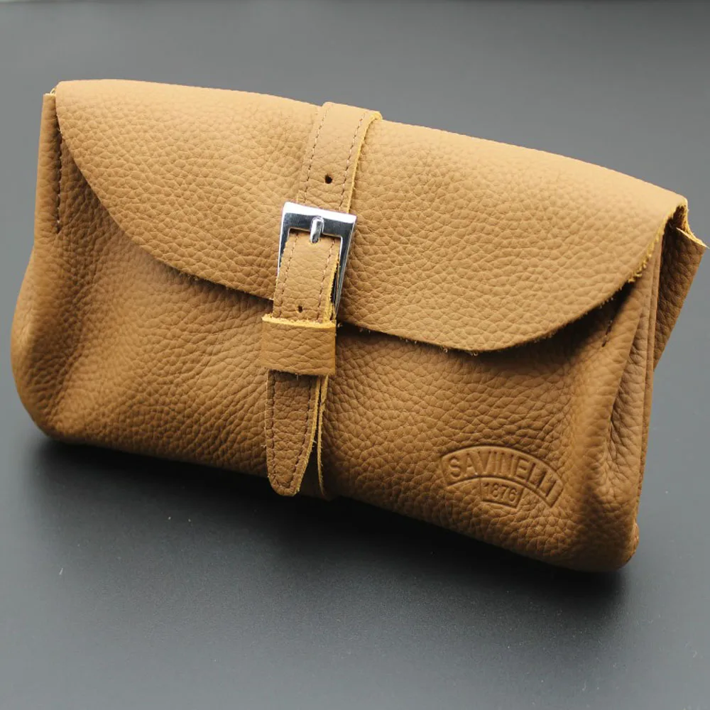 Soft Nature Solid Real Leather Pipe Bag Purse Portable Travel Wood Tobacco Smoking Pipe Case/Pouch Smoking Tool Accessories