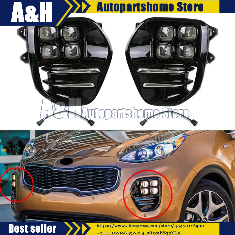 LED Daytime Running Light DRL Driving Fog Lamp 92201-D9100 92202-D9100 86521-D9300 86522-D9300 For Kia Sportage IV KX5 2016 2017 |