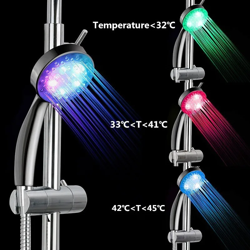Оригинальная светодиодный Светодиодная насадка для душа контроль температуры 3 цвета красочные постепенное изменение насадка для