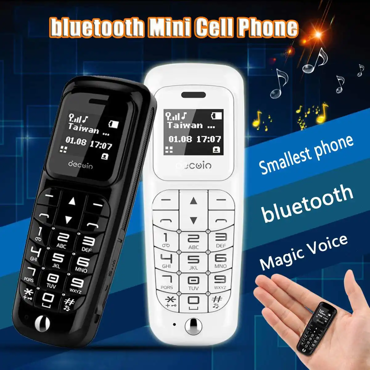 

Protable 230mAh Cellphone Mini Mobile Phone Long Standby Magic Voice Stereo Bluetooth Smallest Size Spare Mobile Phone