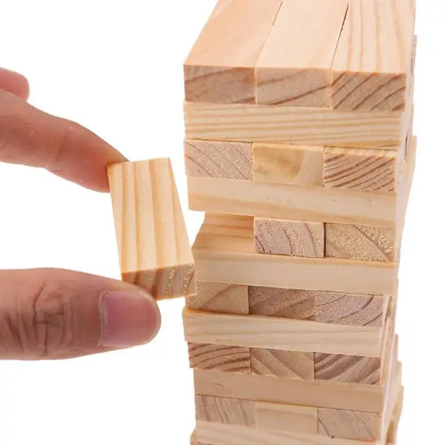 48pcs/set DIY Tower Wood Assembled Building Blocks Toy for Kids Family Game Domino Stacker Extract Building Educational Toy Gift 6