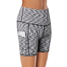 Шорты для йоги с высокой талией, женские шорты для фитнеса, шорты для бега, тренировка для спортивной йоги, шорты с карманом