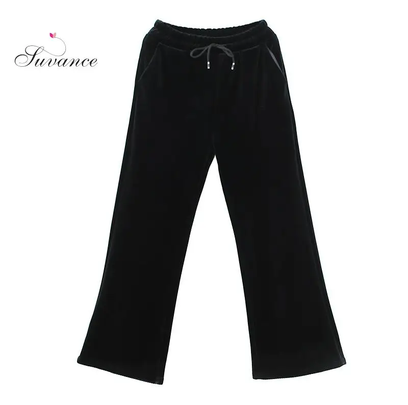 Suvance 2018 Winter Fashion 2 Solid Color Office Lady L-xl Velvet Women Wide Length Pants Jl-shmf051 | Женская одежда