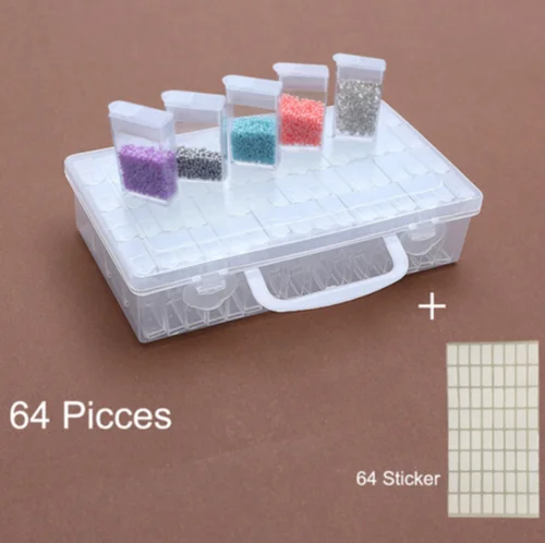 

64pcs Diamond Painting Tools Beads Container Diamond Embroidery Stone Storage Storage Boxes & Bins