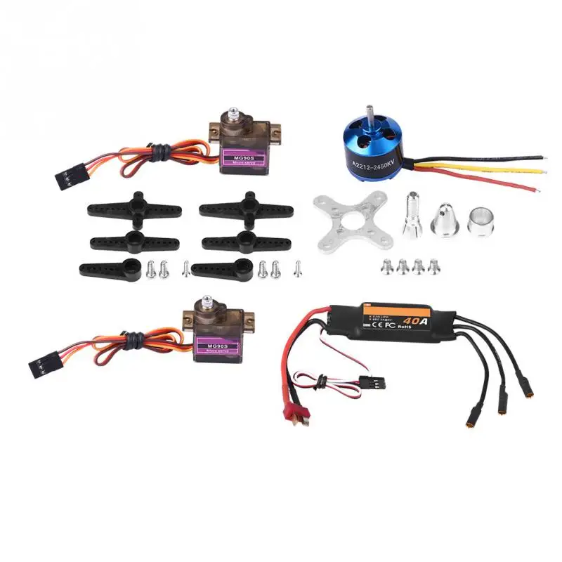 

Fixed Wing Airplane Motor Set 2450KV Brushless Motor With Lower Seat + 40A ESC + 2Pcs MG90S Servo for Fixed Wing RC Airplane