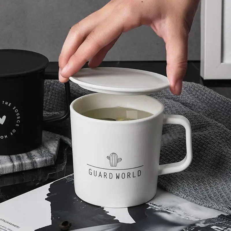 

VKTECH Nordic Style Plastic Love/Cactus Coffee Cup Mug Tea Milk Cups with Lid Home Kitchen Drinkware Environmentally materails