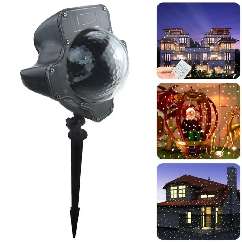 

Holiday Moving Snow Laser Projector Lamps Snowflake LED Stage Light