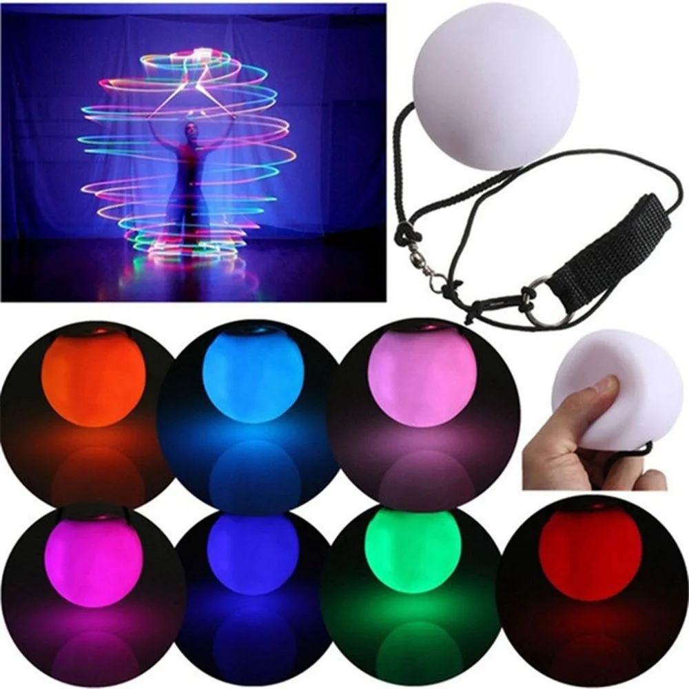 Nouveau LED enfants multicolores lueur POI jeté jouets balle éclairer pour la danse du ventre main Prop enfants scène Performance accessoires