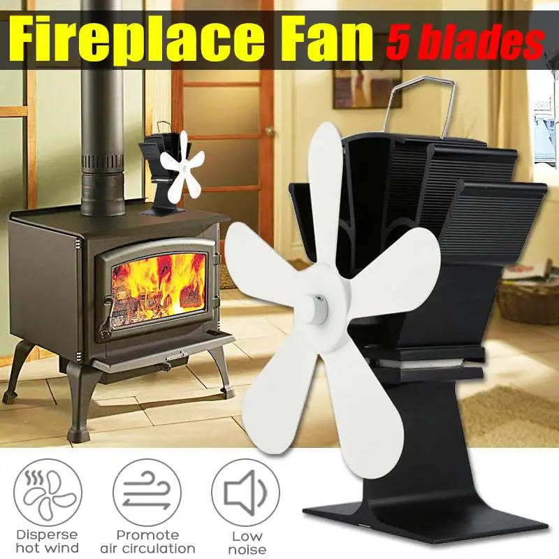 

Fireplace Fan5 Blade Heat Powered Stove Fan Log Wood Burner Eco Friendly Quiet Home Efficient Heat Distribution Fuel Saving