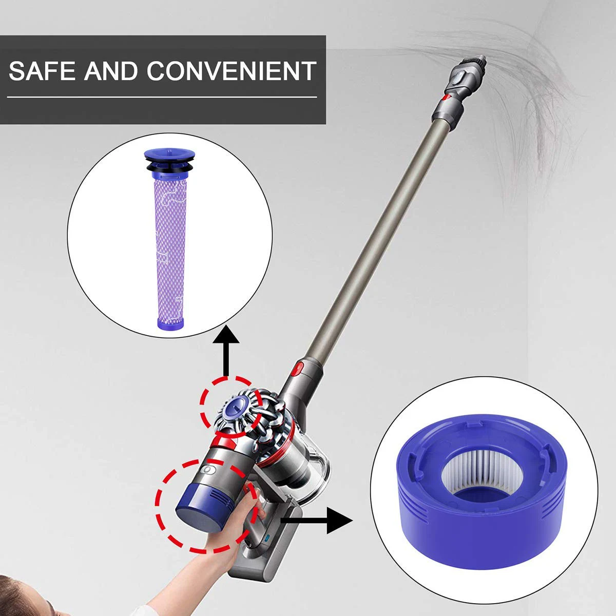 2 упаковки для Dyson V8 предварительный фильтр + HEPA Post совместимый V7 животное