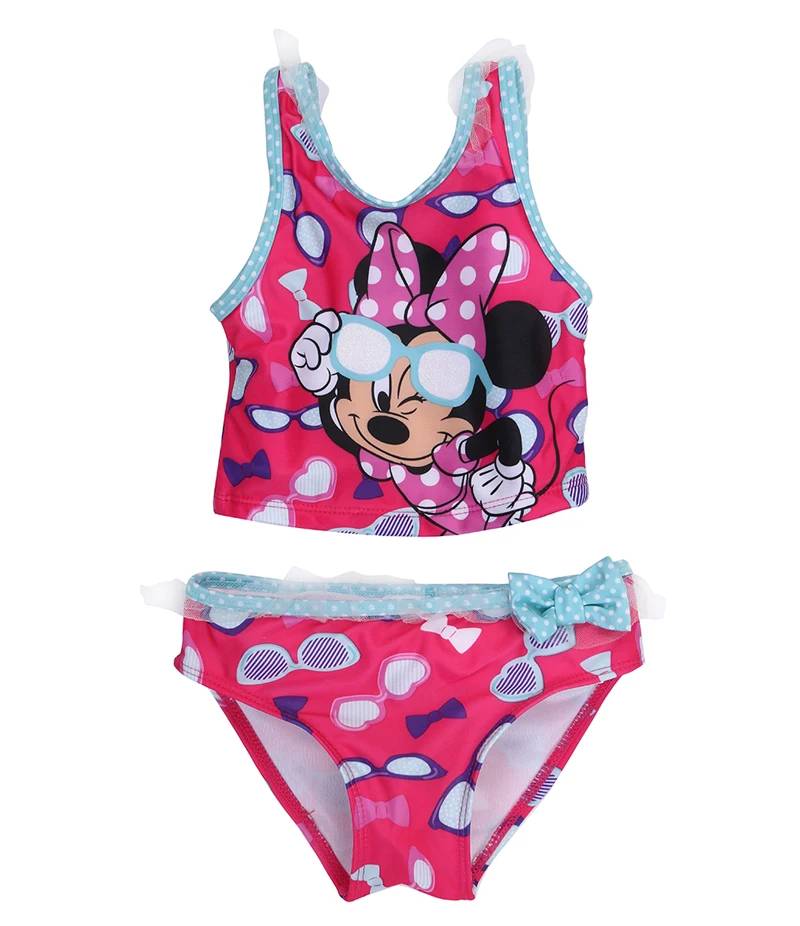 

Hirigin Cartoon Baby Girls Swimwear 2019 New микки Bikini Swimsuit Kids Tankini Beach Bathing Suit Lace Prinecess Swimming Suit