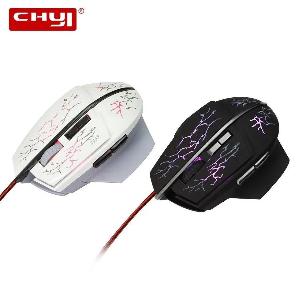 CHYI Burst cracking electric USB Wired Gaming Mouse 6 Buttons 1600DPI  Optical Computer Mouse Mice for PC Laptop  Game Gamer