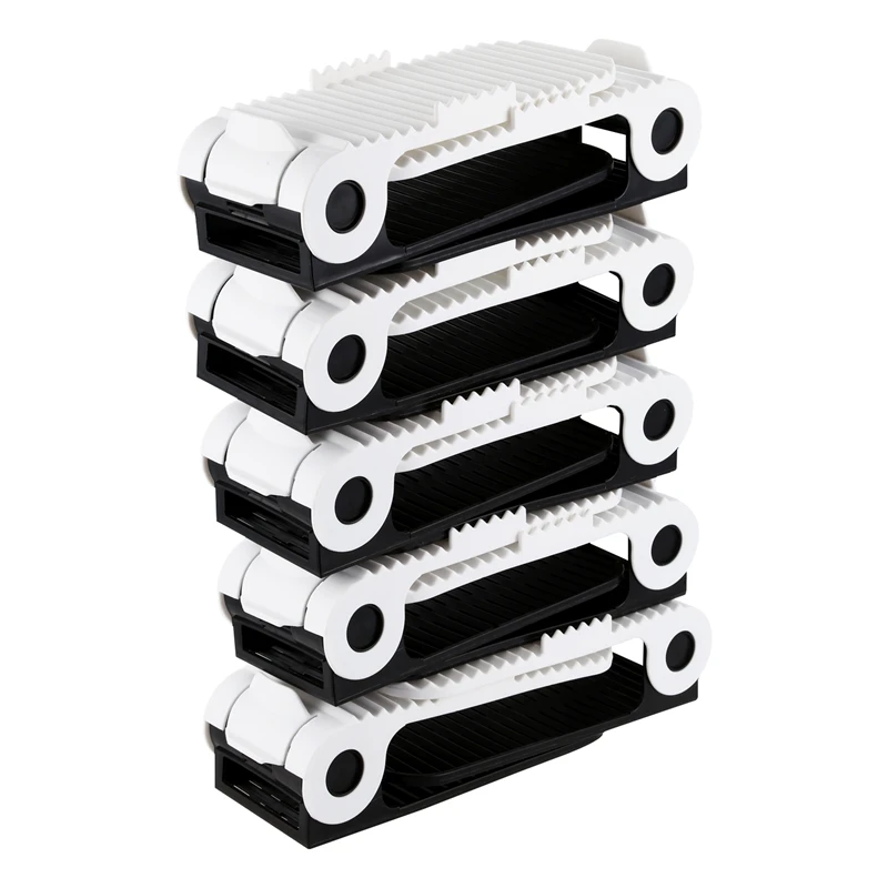 

10x Adjustable Shoe Slots Organiser Space Saver Free Shoe Storage Stacker Holder