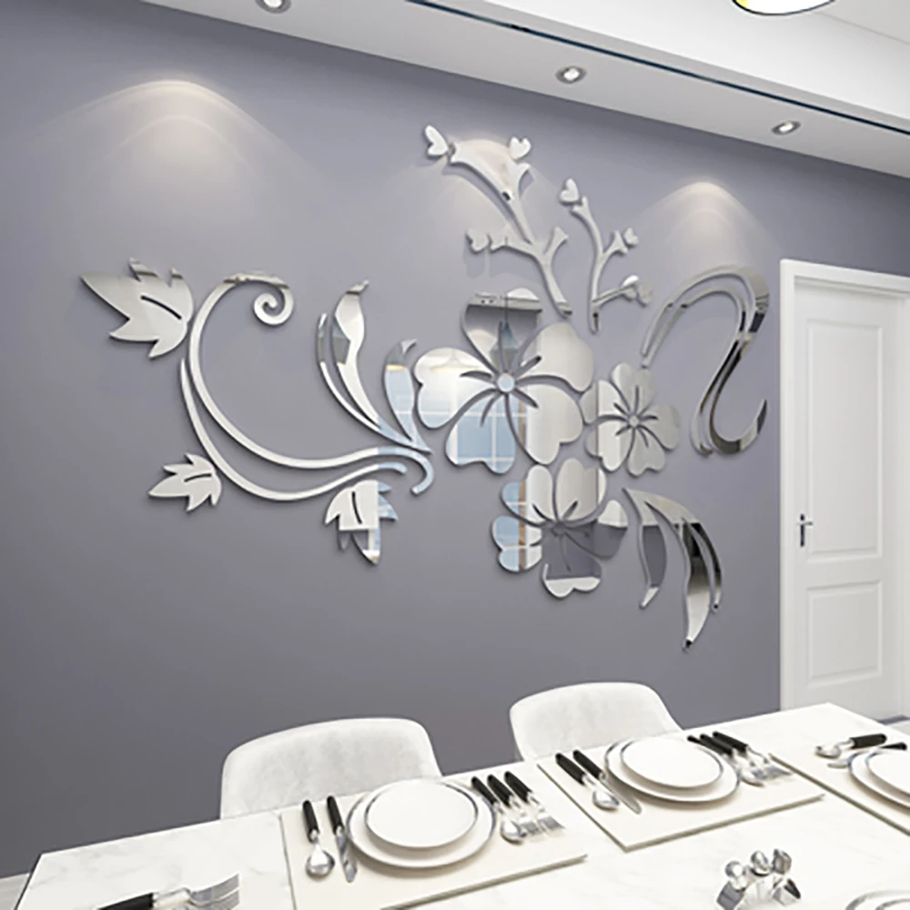 Flower 3D Mirror Wall Stickers Removable Decal Wall Art Mural Home Bedroom Decor Flower 3D Mirror Wall Stickers Removable Decal Wall Art Mural Home Bedroom Decor