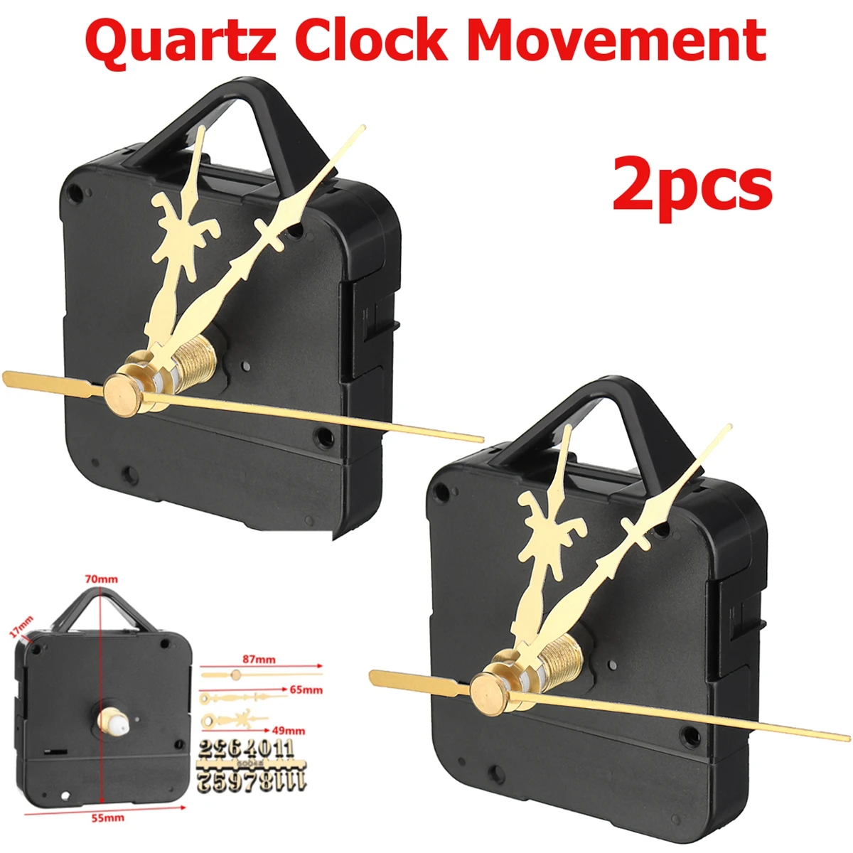 Silent Quartz Clock Movement Replace Repair Parts Kit with Gold Digital