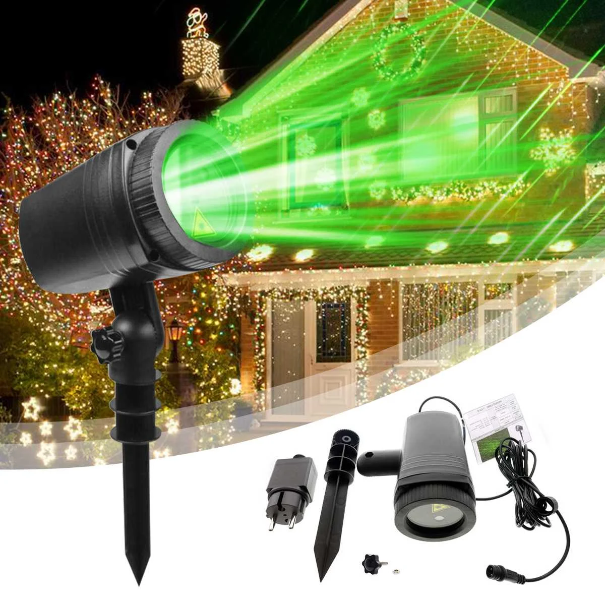 

Christmas AC 100-240V Meteor Shower Projector Laser LED Light Waterproof Lamp Lawn Garden Decor Directional Projection Cable-3m