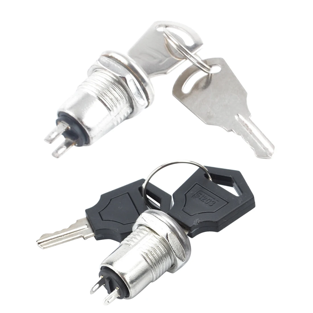 

New Electronic Key Switch ON OFF Lock Switch Phone Lock Security Power Switch Tubular Terminals+2 Keys 2 Position 12mm