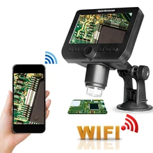 Цифровой микроскоп с Wi-Fi для электроники, телефона, компьютера, микроскопы, СВЕТОДИОДНЫЙ беспроводной микроскоп с экраном 4,3 дюйма, 8 яркости