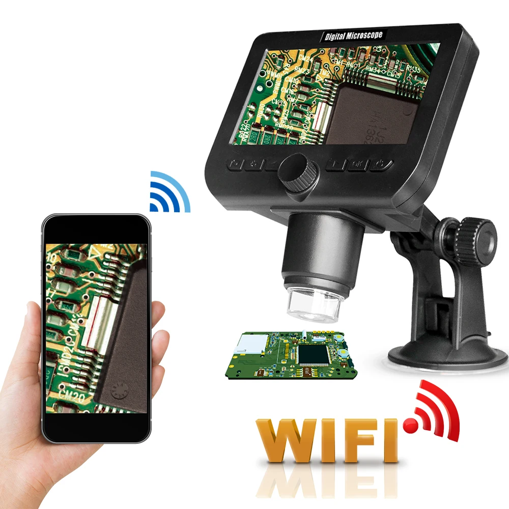 

WIFI Digital Microscope For Electronics Phone Computer Microscopes Led Wireless 4.3 Inch Screen Microscope 8 Brightness