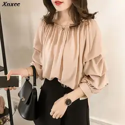 Плюс Размеры рубашка Для женщин Blusa Feminina модные женские блузки 2019 дамы блузка Для женщин Повседневное О-образным вырезом одежда женский Xnxee