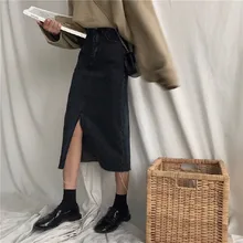 Весенняя Новая женская Повседневная джинсовая ковбойская юбка с коротким рукавом