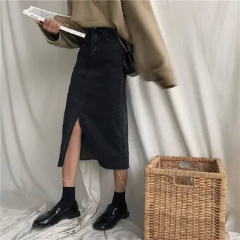 

2019 Spring New Pattern Woman Casual Denim Cowboy Half-body Skirt
