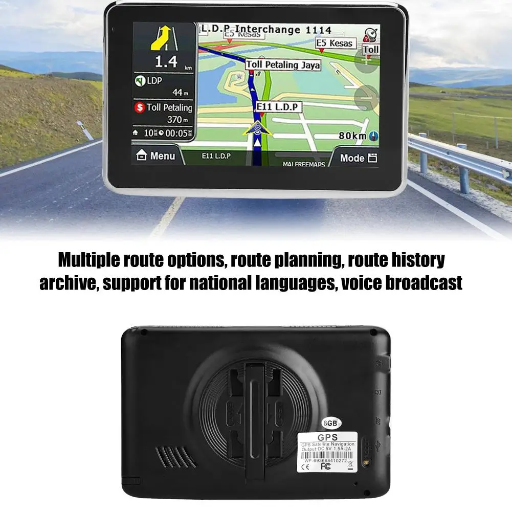 Navegador GPS navegación 256 MB 8 GB MP3 FM Europa mapa coche navegador GPS 5 pulgadas pantalla táctil Universal