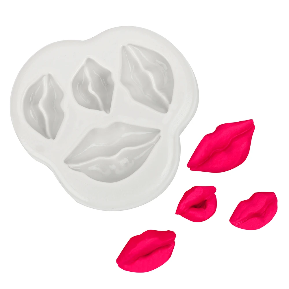 

Fondant Cake Cookie Chocolate Decorating Tools Embossing Cutter Mini Lips Cake Mold 3D Silicone Cake Mold