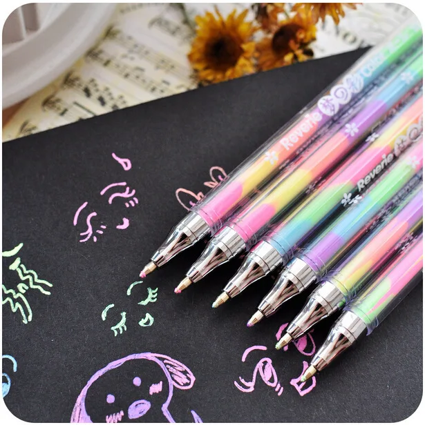 4pcs 6 Colors In 1 Korean Stationery Watercolor Chalk Pen Highlighter Marker Painting Pen Drawing Tools School Art Supplies