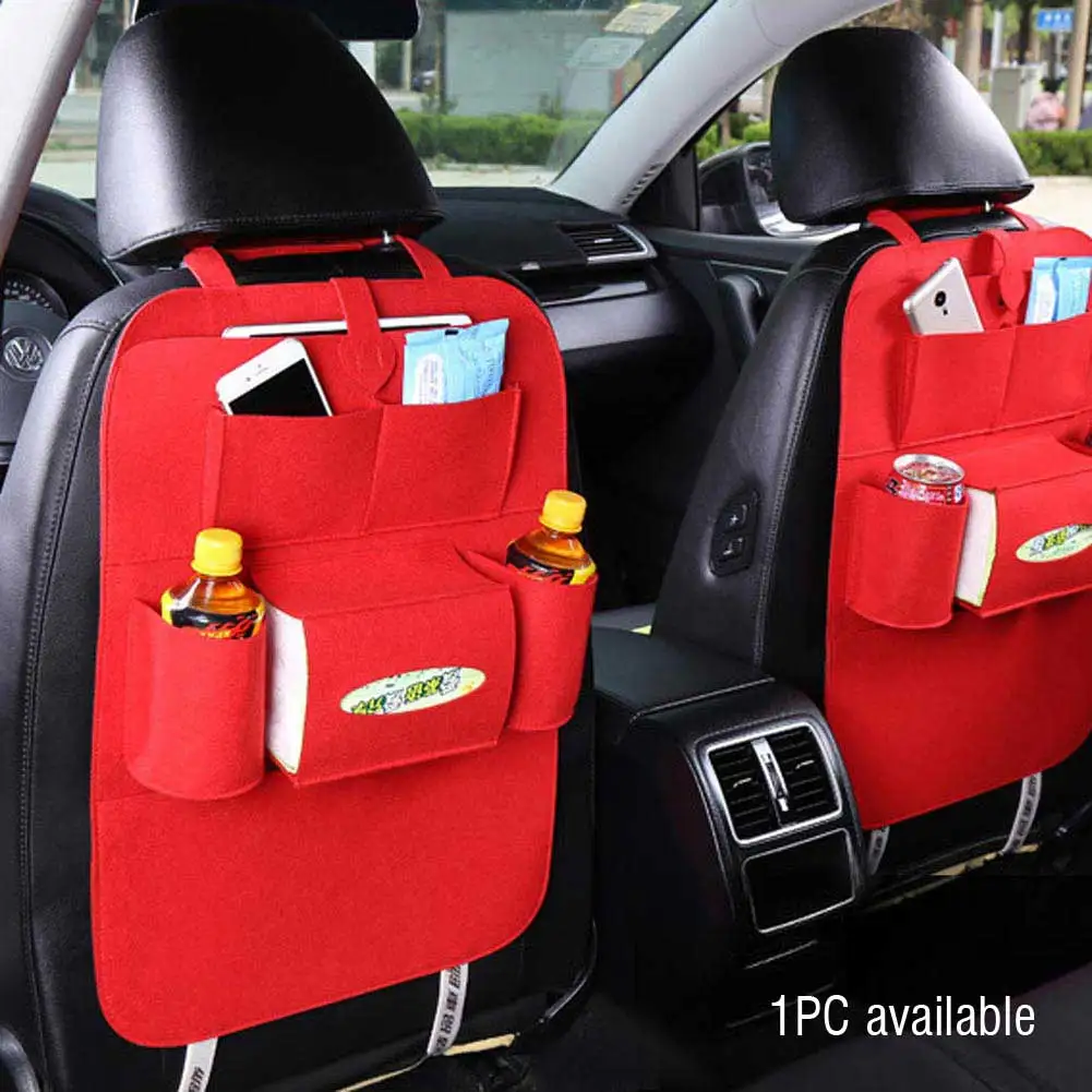 Car Seat back storage bag With adhesive strap and seat fixing belt phone drink magazine Multi pocke Travel Storage Holder bag