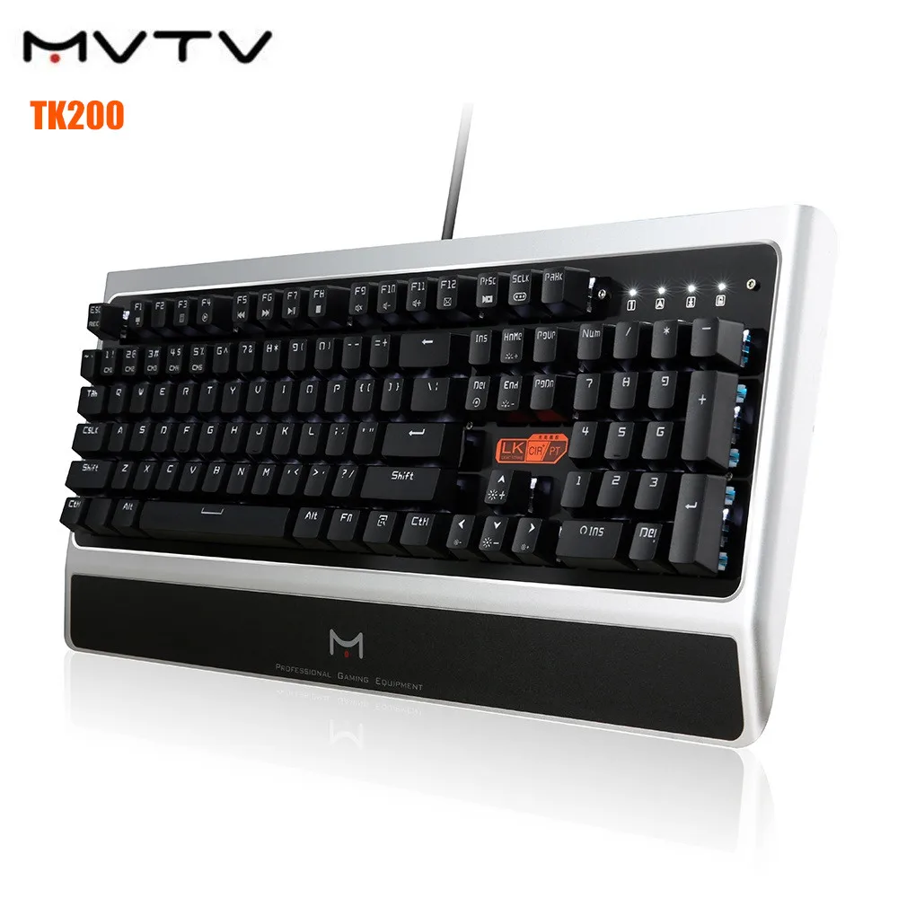 

MVTV TK200 Wired Mechanical Gaming Keyboard IPX8 Waterproof RGB Backlight 104 Keys 0.2ms Response Speed for Gamer