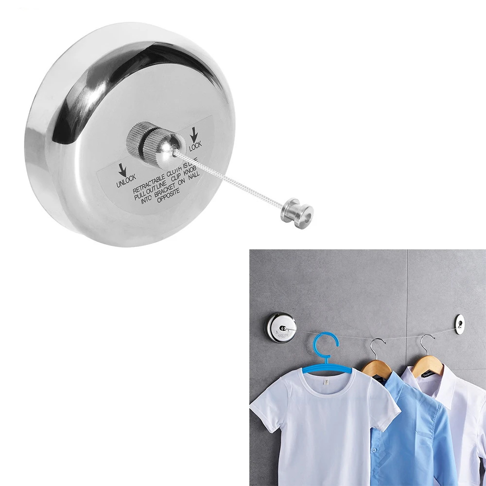 

New Arrival Useful 2.8M Silver Retractable Stainless Steel Wall Mounted Non Slip Laundry Dryer Clothes Line Hanger Racks