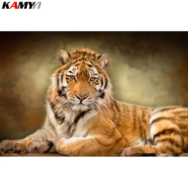 KAMY YI Full Drill Diamond Embroidery Cross Stitch Tiger 5D DIY Square/Round Painting HYY | Дом и сад