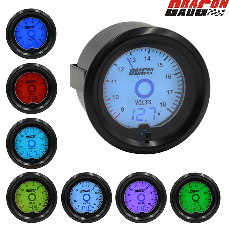 Dragon gauge 2" 52mm 7 Colors Backlight LCD Digital Car Motorcycle