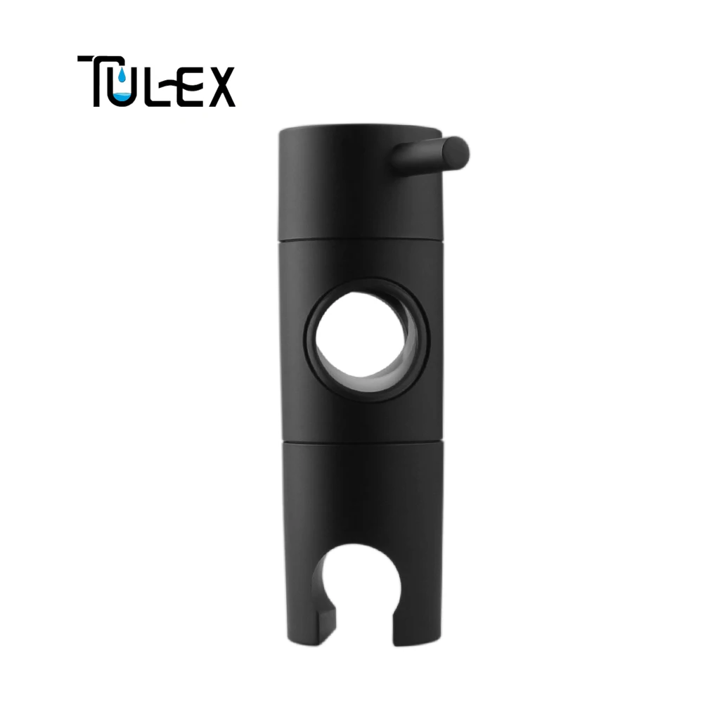 

TULEX Black Hand Held Shower Head Holder for Slider Bar 19-25mm Height & Angle Adjustable Sprayer Holder Shower Replacement Part