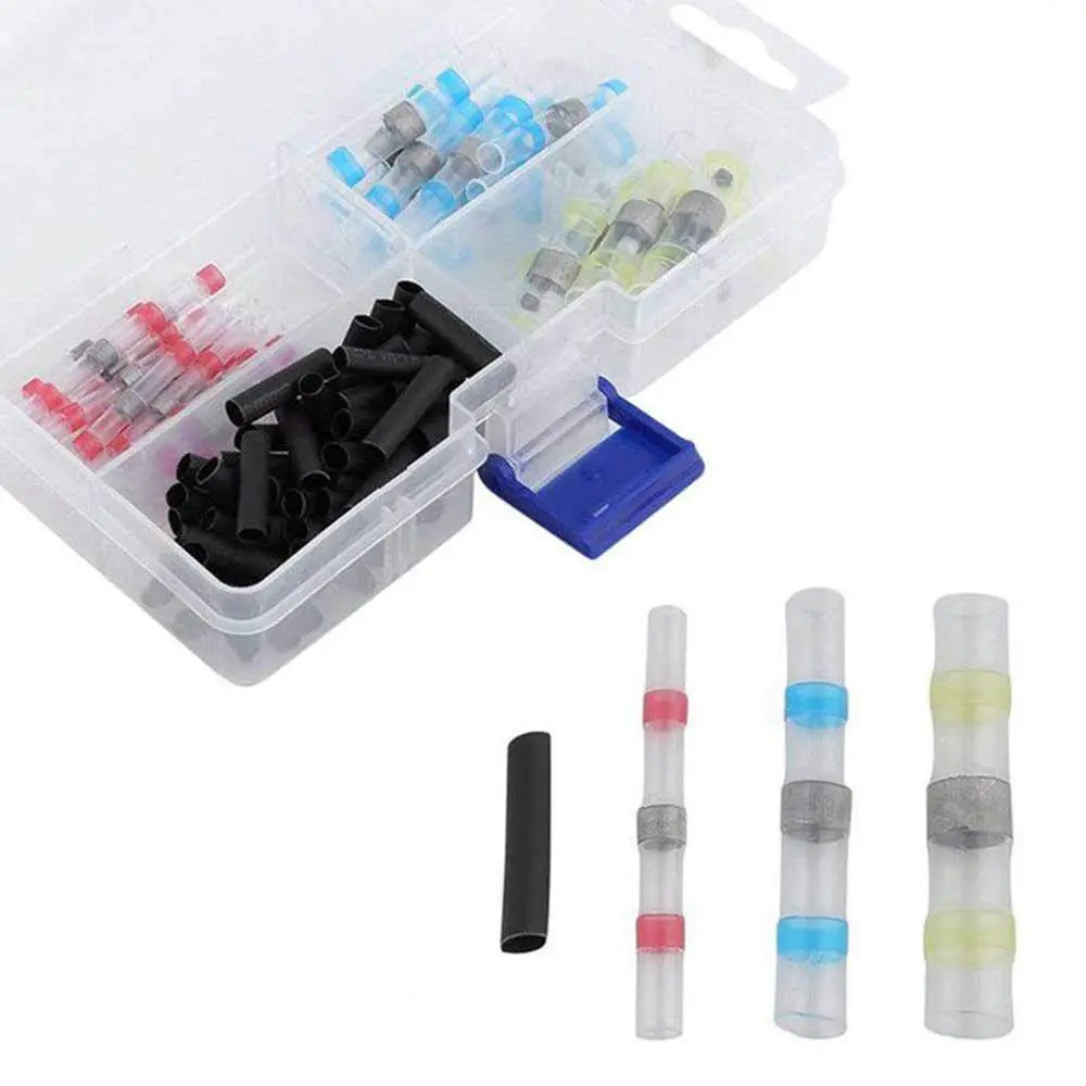 

100pcs/set Waterproof Intermediate Cable Terminal+Heat Shrink Casing Sleeve Heat Shrink Butt Wire Crimp Connector