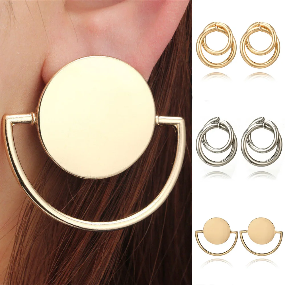 Dangling Earrings Women Retro Exaggerated Spring Earrings Alloy Geometric Size Circle Earrings Dangle Earrings Woman Girl Jewelry Earrings for Wedding Party Gift