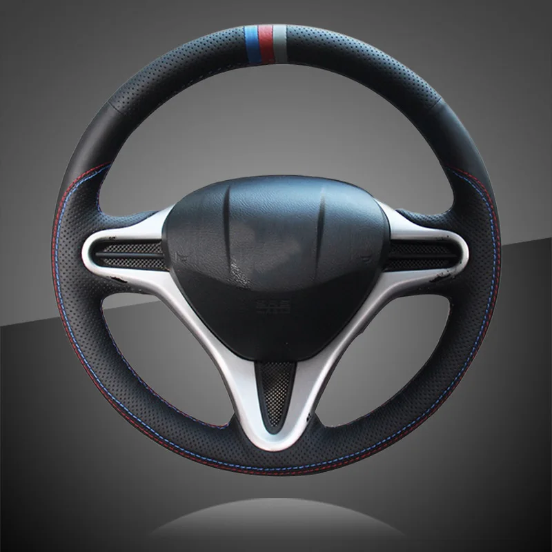 

Hand Sewing Auto Steering Wheel Cover for Honda Fit 2009-2013 City Jazz Braid On The Steering Wheel Cover Interior Accessories