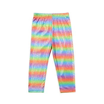 

Hot Sale Kid Baby Girls Rainbow Metallic Shiny Pants Leggings Bottoms Bling Bling Dance Leggings Mermaid School Party Pants 2-7T